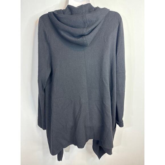 J. Jill Black Wool Blend Topper Hooded Open Cardigan Sweater Size S - Picture 3 of 7
